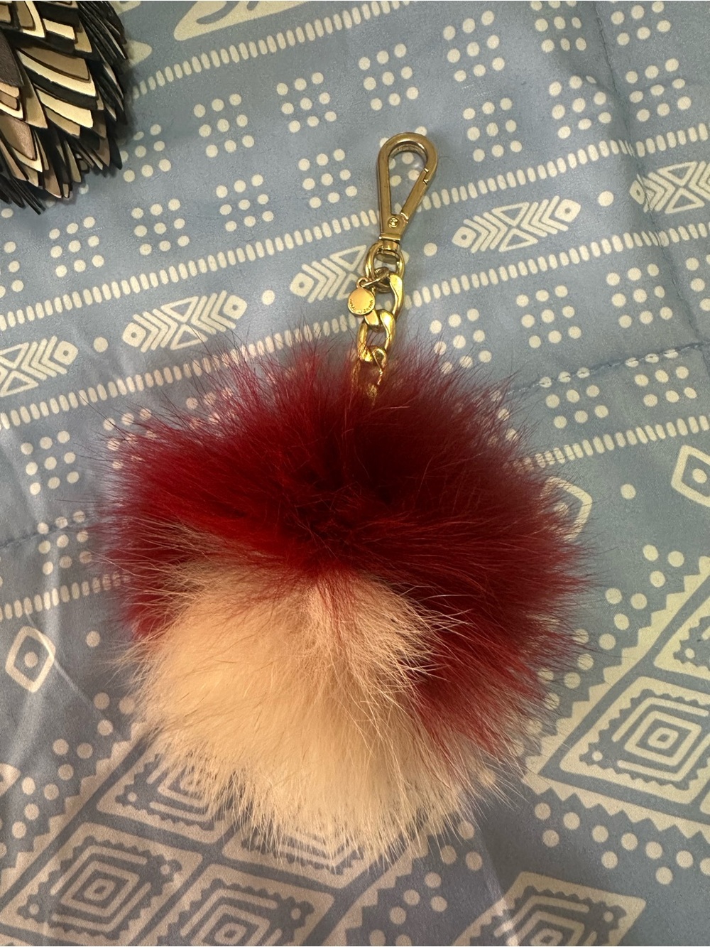 Michael Kors Red Floral Saffiano Leather Keychain - Picture 8 of 13